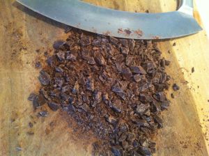 Chopped vegan chocolate