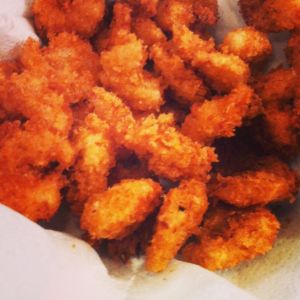 Panko crumbed prawns